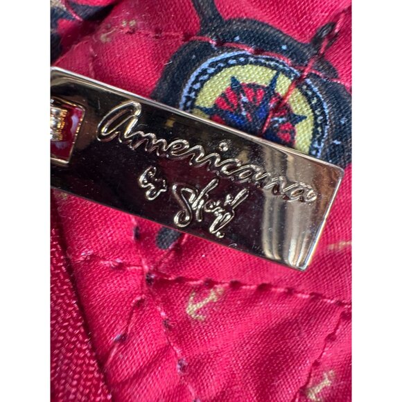 Americana By Sharif Quilted Red Nautical Patterned Shoulder Bag With Compass & A - Picture 12 of 16